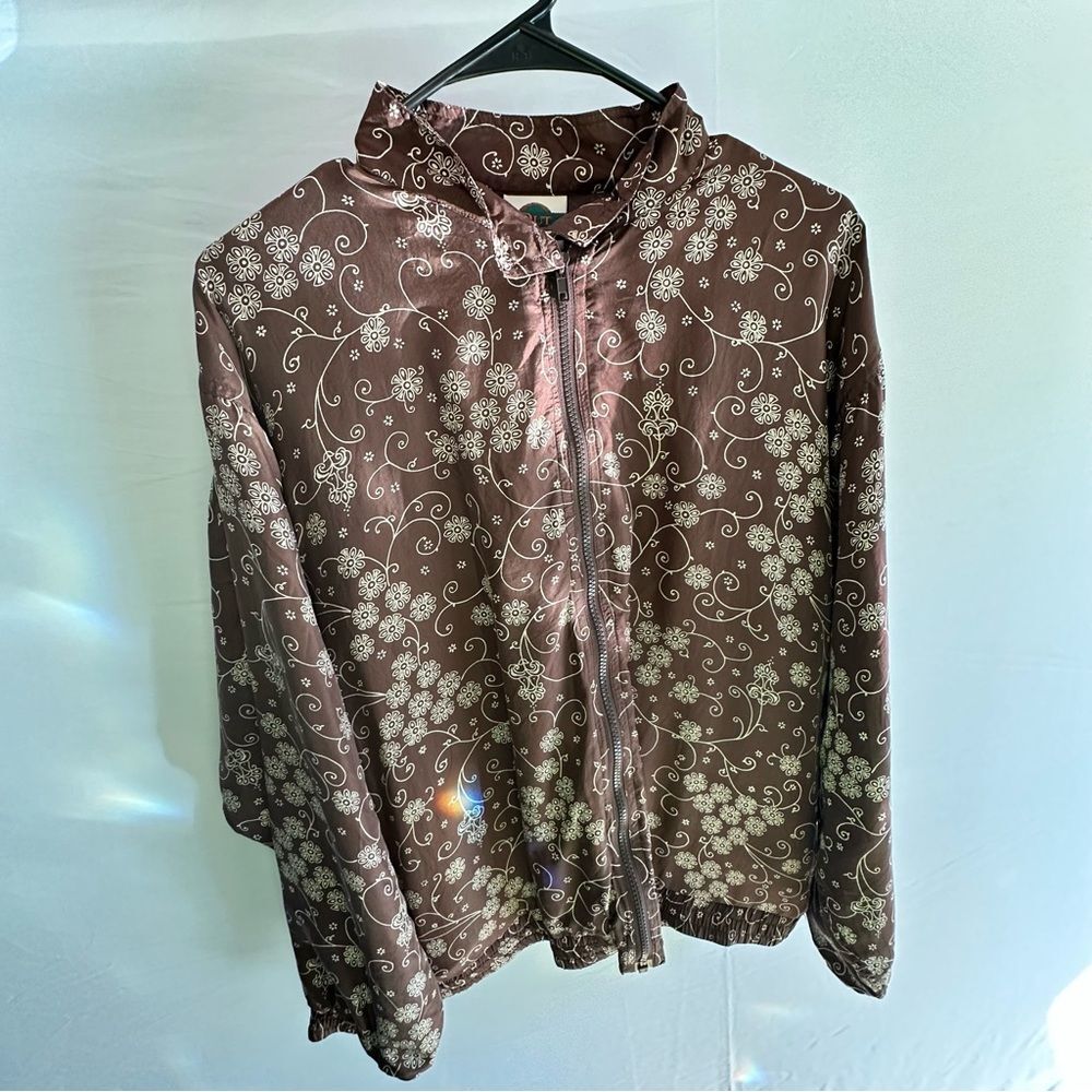 Vintage Outbrook Brown Floral Zip-Up Jacket